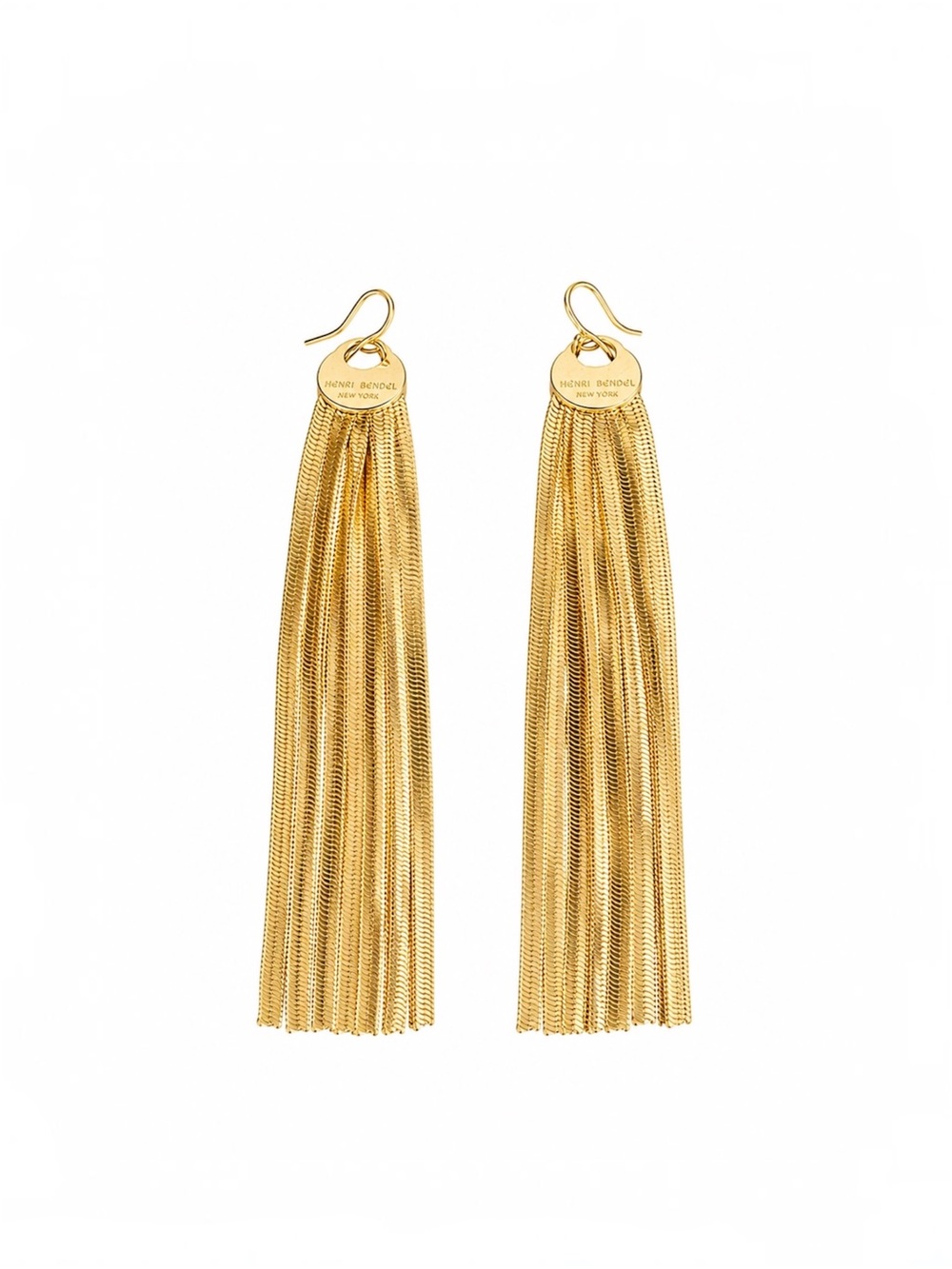 henri bendel Gold Tassel Chain Drop Earrings